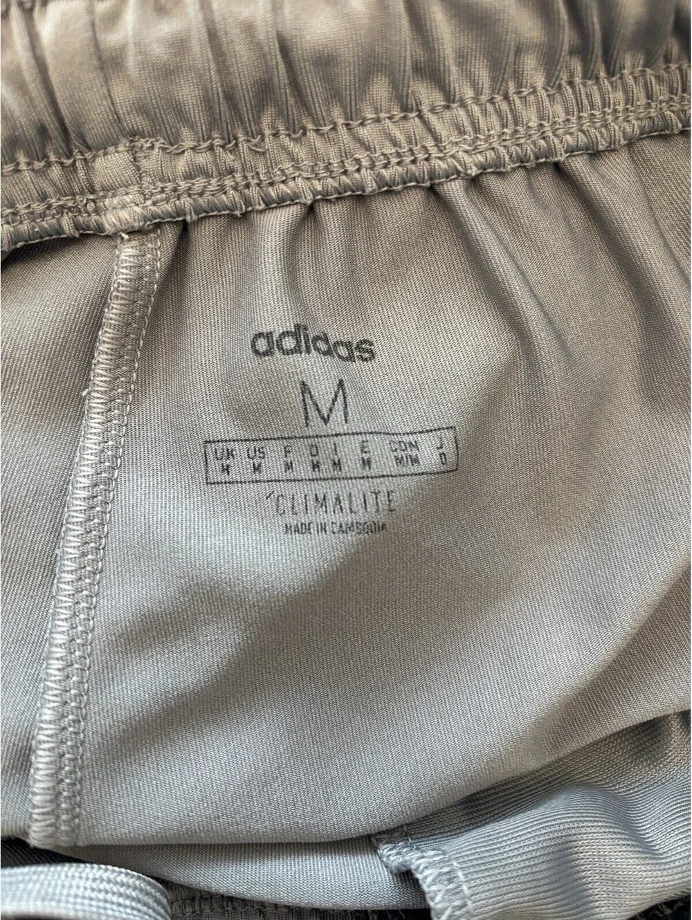 Adidas CLIMLITE Men’s Athletic Shorts - Medium Gray/White Drawstring Pockets